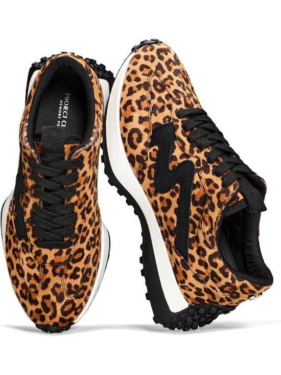 Shoes - Women's Leopard Lightweight Trendy Lace Up Memory Foam Insole Non-Slip Sneaker